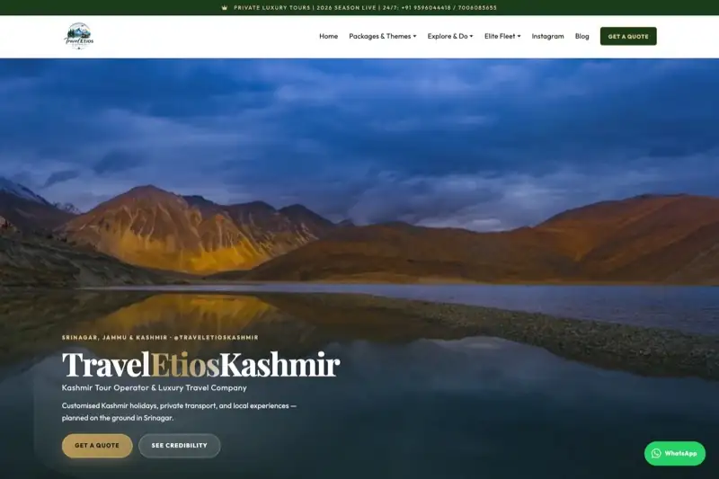 TravelEtiosKashmir tour website